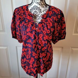 Loft woman's XS red floral top‎